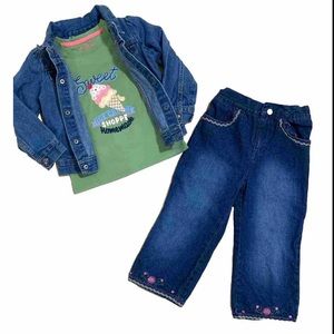 Vintage Girls Jacket $ T-shirt and jeans bundle set size 3 YRS